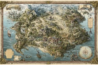 create event, tourist, and fantasy map illustration