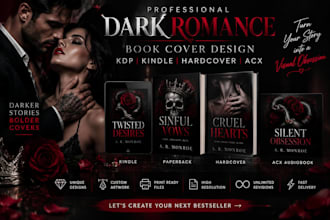 design dark romance book cover, amazon KDP kindle ebook,  hardcover and acx
