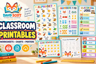 design preschool classroom worksheets, charts, posters, and learning printables