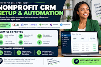 setup zoho crm, aplos, zeffy, monkeypod, bonterra and everyaction nonprofit CRM