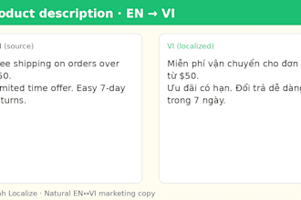 translate english vietnamese ecommerce product descriptions