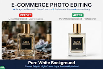 do ecommerce product photo editing with white background