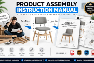 create product assembly instructions, manuals, step by step guide product design