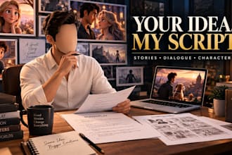 write engaging scripts, screenplay for animation, youtube videos and stories