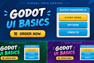 be your godot UI design, polish UI, game menus, icon, hud, gui, screens, button