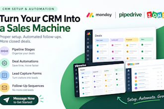 setup monday, pipedrive zoho CRM automation setup expert