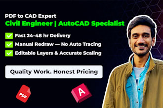 convert pdf to cad or dwg, image or sketch drawing to autocad
