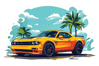make vector car illustration in cartoon style
