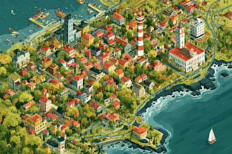 draw vector travel map of a city or a country