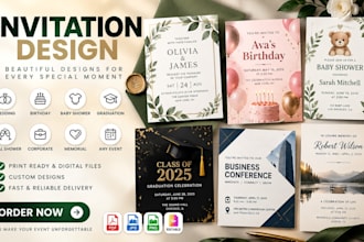 birthday invitation design, party invite, digital card and printable invitation