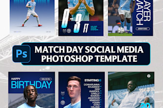 design editable football matchday social media photoshop templates