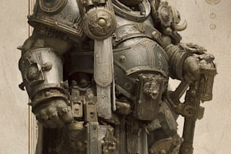 create a grimdark sci fi warhammer 40k inspired character