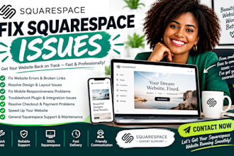 fix any squarespace website issue, error, or design problem