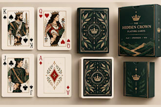 design custom playing cards game design, board game box, card box mockup