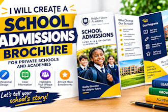 create a school admissions brochure for private schools and academies