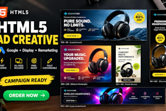 design HTML5 animated banner google ads display ads banner and adwords design