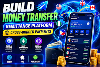 build money transfer app, fintech wallet neobank remittance p2p payment platform