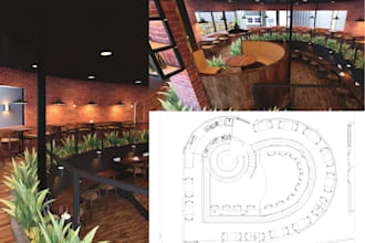 create 2d cad floor plans, 3d modeling and rendering