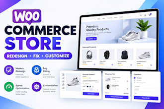 redesign fix your woocommerce store, whop store, checkout, cart, product page
