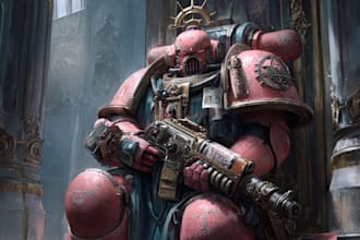 create an epic warhammer 40k character illustration, fan art, or custom grimdark