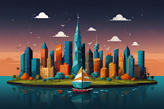 create a unique flat vector illustration