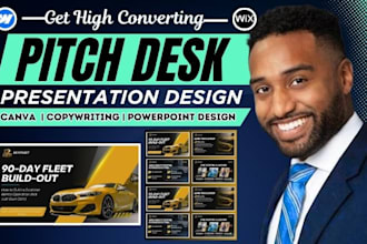design, redesign pitch deck, powerpoint presentation, google slides and canva
