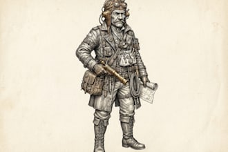 draw imaginary characters made by pen and ink