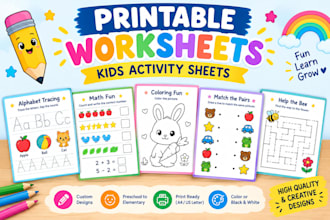 design printable worksheets and kids activity sheets