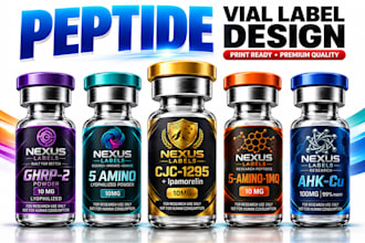 do professional vial label, peptide and product label design