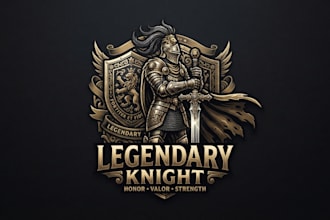 design a powerful and legendary knight logo