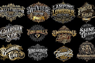 design  hand lettering vintage tattoo and typography logo