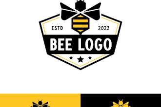 create vintage bee hive honey logo in retro style