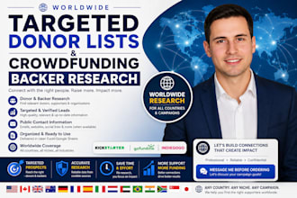build targeted donor lists and crowdfunding backer research