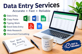 do accurate data entry, copy paste and typing work