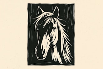 create custom linocut and woodcut art illustration
