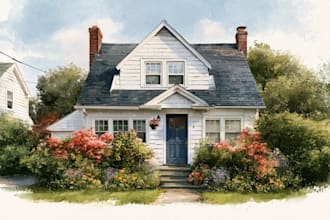paint watercolor house portrait