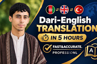 provide premium english to dari translation