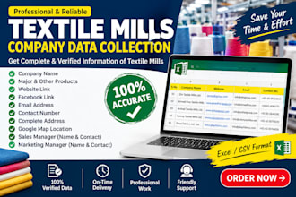 do web research, company data collection and data entry in excel