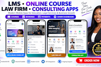 build lms, online course, law firm, and consulting mobile apps