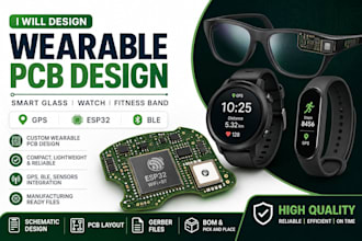 design wearable pcb for smart glass, watch, fitness band gps esp32