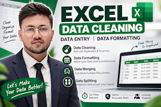 clean, format, merge, split excel data
