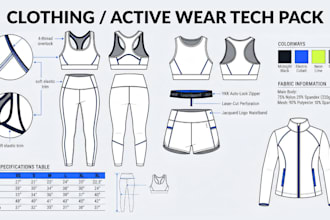 design manufacturer ready tech pack for active wear tracksuit sportwear jersey