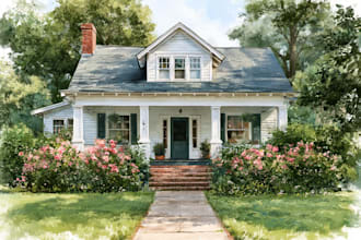 paint watercolor house portrait