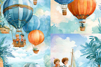 create watercolor children book traditional art