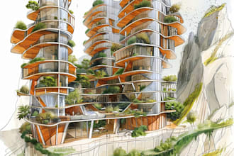 draw architectural sketches for building