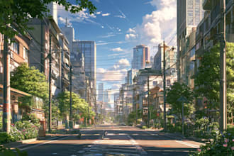 draw anime background, 2d environment, landscape