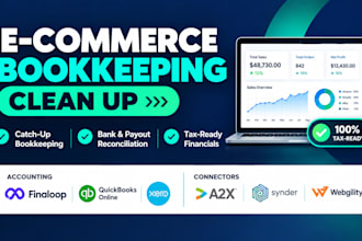 clean up ecommerce bookkeeping in finaloop quickbooks xero webgility a2x synder