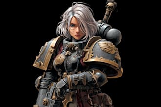 create grimdark warhammer 40k character art and custom illustrations