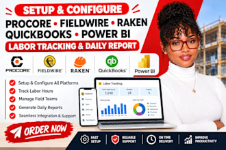 setup procore fieldwire raken quickbooks power bi labor tracking daily report