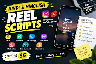 write engaging hindi and hinglish scripts for instagram reels